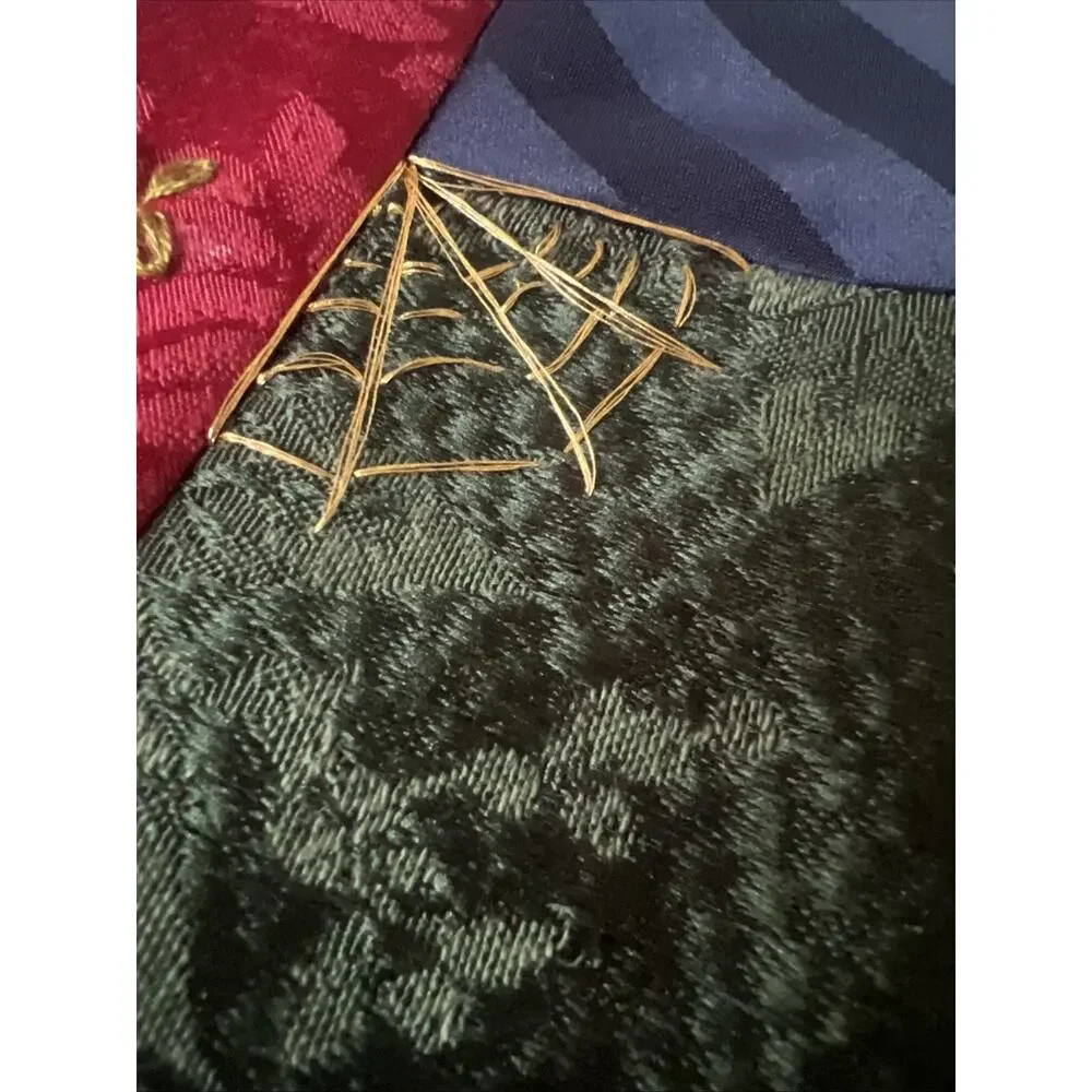 Antique Victorian Style Crazy Quilt Block 16” Silk Velvet Hand Embroidery Beaded
